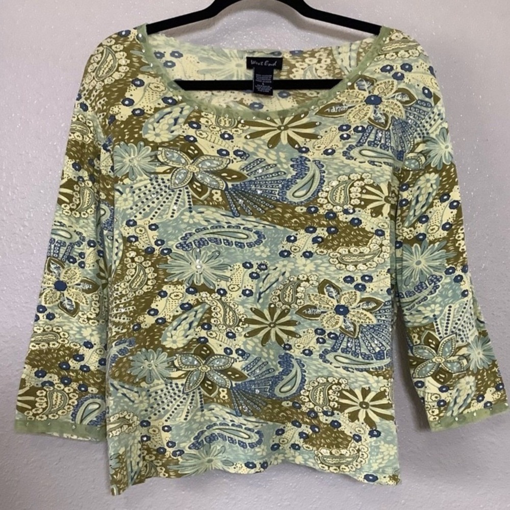 Y2k Fairy‎ Top L Fairycore Fairy Grunge Phoebe Buffay Cotton Sequin Paisley